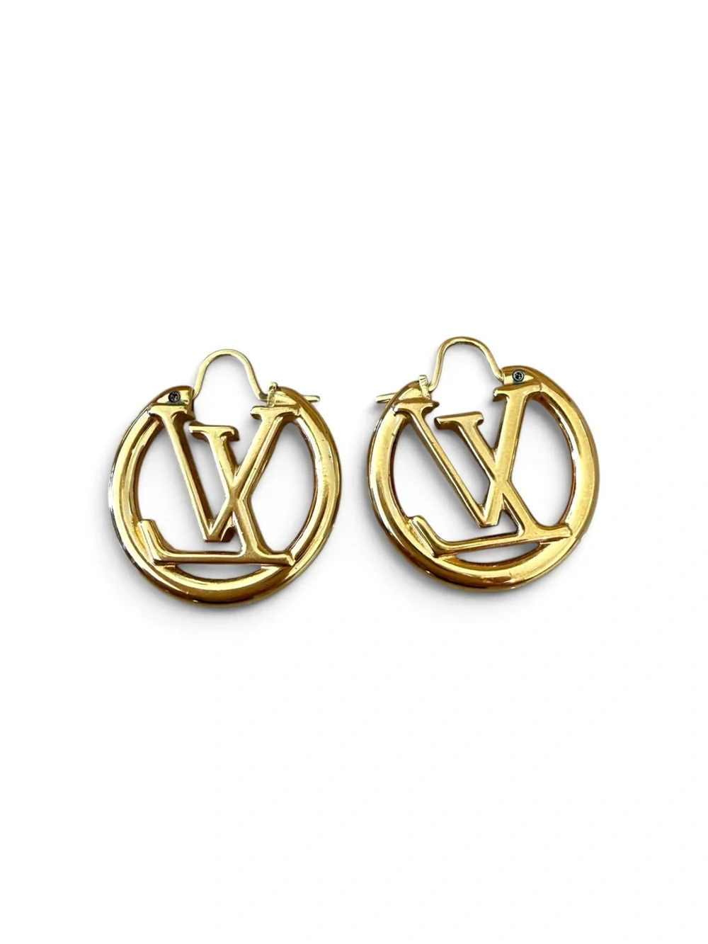 Louis Vuitton PM Earrings Circle Logo Hoop